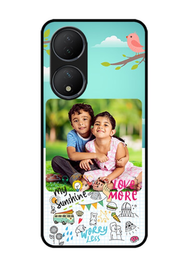 Vivo T2 5G Photo Printing on Glass Case - Doodle love Design