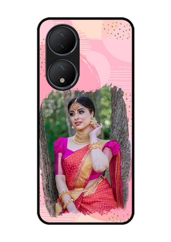 Vivo T2 5G Personalized Glass Phone Case - Gold Glitter Splash Design