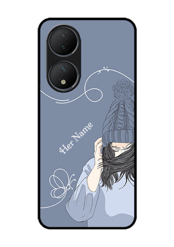 Vivo T2 5G Custom Glass Mobile Case - Girl in winter outfit Design