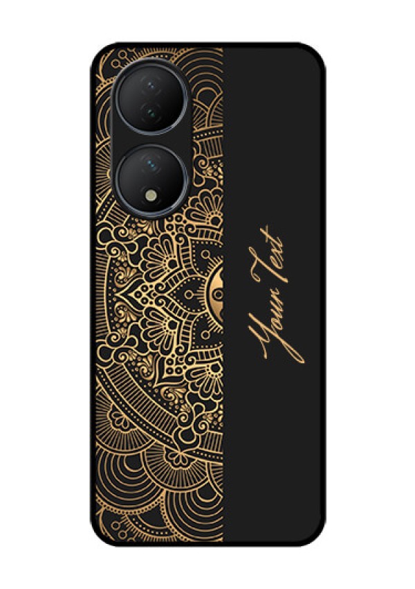 Vivo T2 5G Photo Printing on Glass Case - Mandala art with custom text Design
