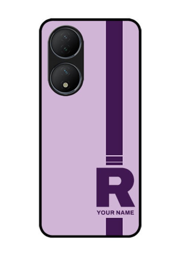 Vivo T2 5G Photo Printing on Glass Case - Simple dual tone stripe with name Design