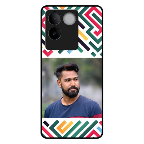 Vivo T2 Pro 5G Custom Glass Phone Case - Colorful Maze Pattern Design Vivo T2 Pro 5G Custom Glass Phone Case - Colorful Maze Pattern Design