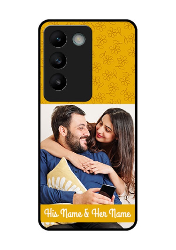 Vivo T3 5G Custom Glass Phone CaseYellow Floral Design