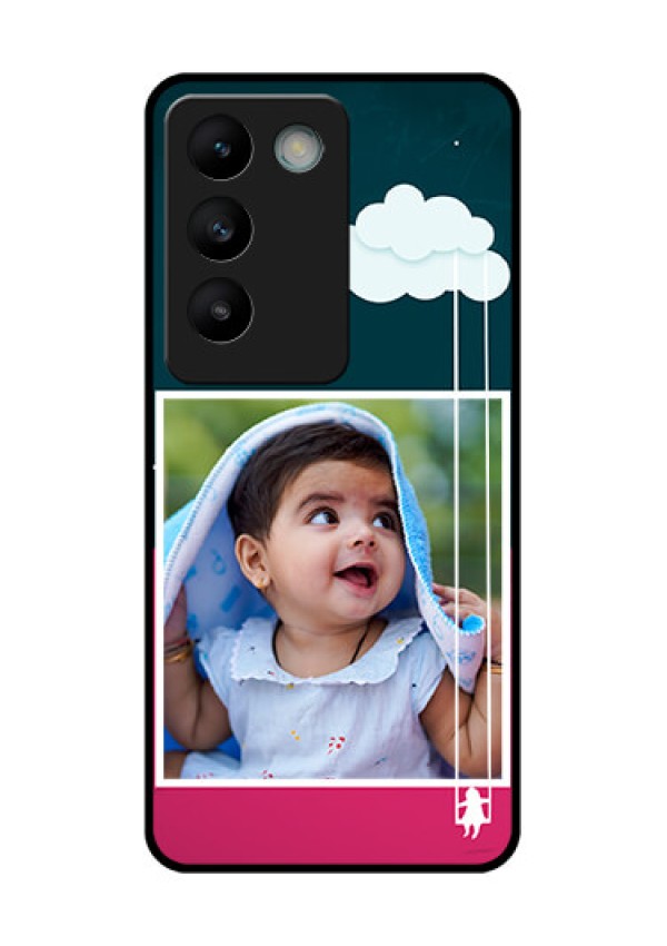 Vivo T3 5G Custom Glass Phone CaseCute Girl With Cloud Design