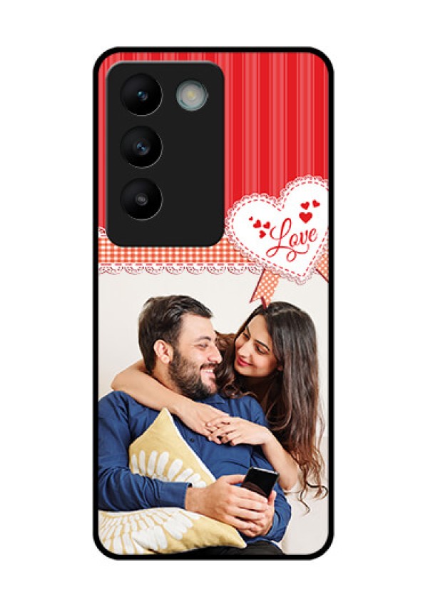 Vivo T3 5G Custom Glass Phone CaseRed Love Pattern Design
