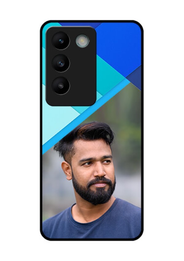 Vivo T3 5G Custom Glass Phone CaseBlue Pattern Design