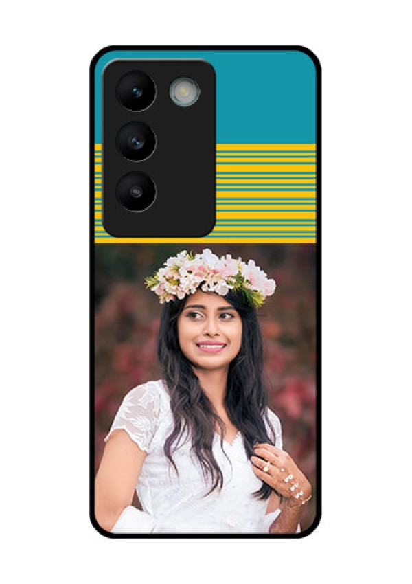 Vivo T3 5G Custom Glass Phone CaseYellow and Blue Design