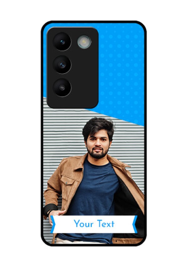 Vivo T3 5G Custom Glass Phone CaseSimple Blue Color Design