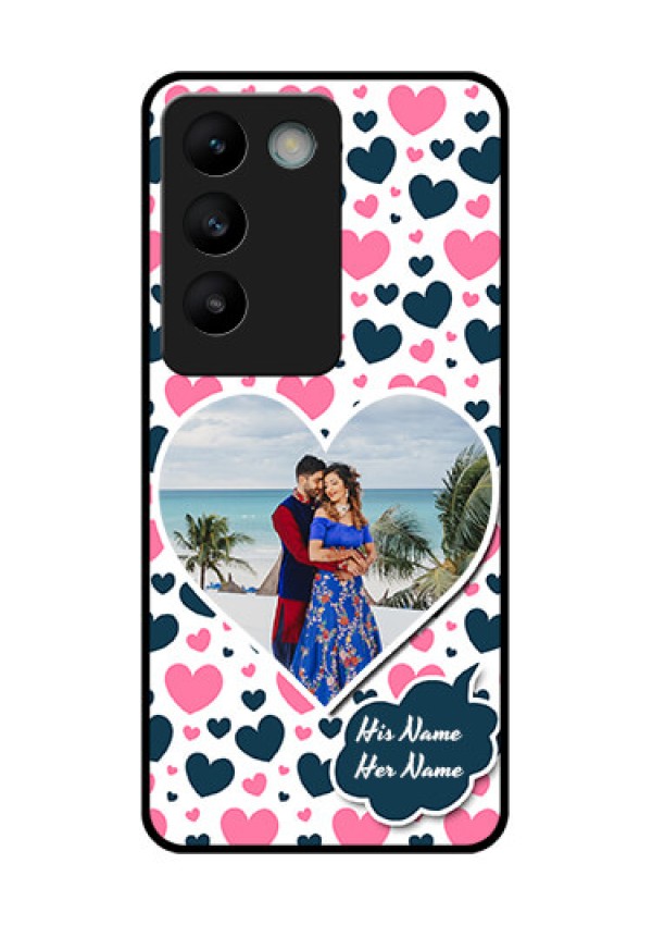 Vivo T3 5G Custom Glass Phone CasePink and Blue Heart Design