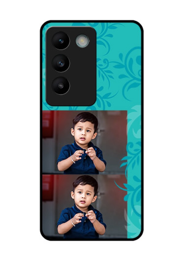 Vivo T3 5G Custom Glass Phone CaseWith Photo And Green Floral Design