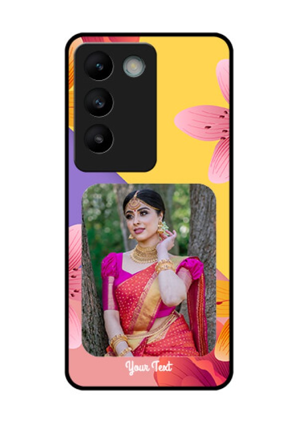 Vivo T3 5G Custom Glass Phone Case3 Image With Vintage Floral Design