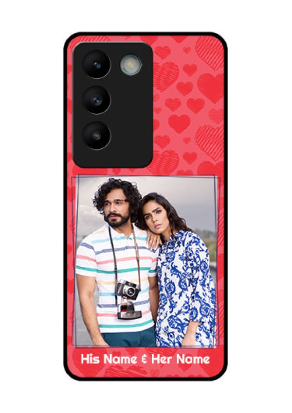 Vivo T3 5G Custom Glass Phone CaseWith Red Heart Symbols Design