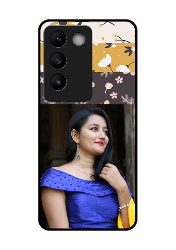 Vivo T3 5G Custom Glass Phone CaseStylish Floral Design