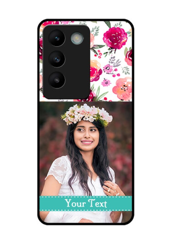 Vivo T3 5G Custom Glass Phone CaseWater Colors Floral Design