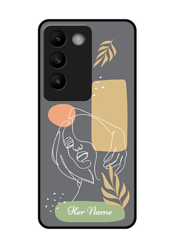 Vivo T3 5G Custom Glass Phone CaseGazing Woman Line Art Design
