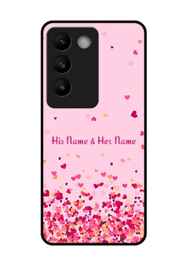 Vivo T3 5G Custom Glass Phone CaseFloating Hearts Design