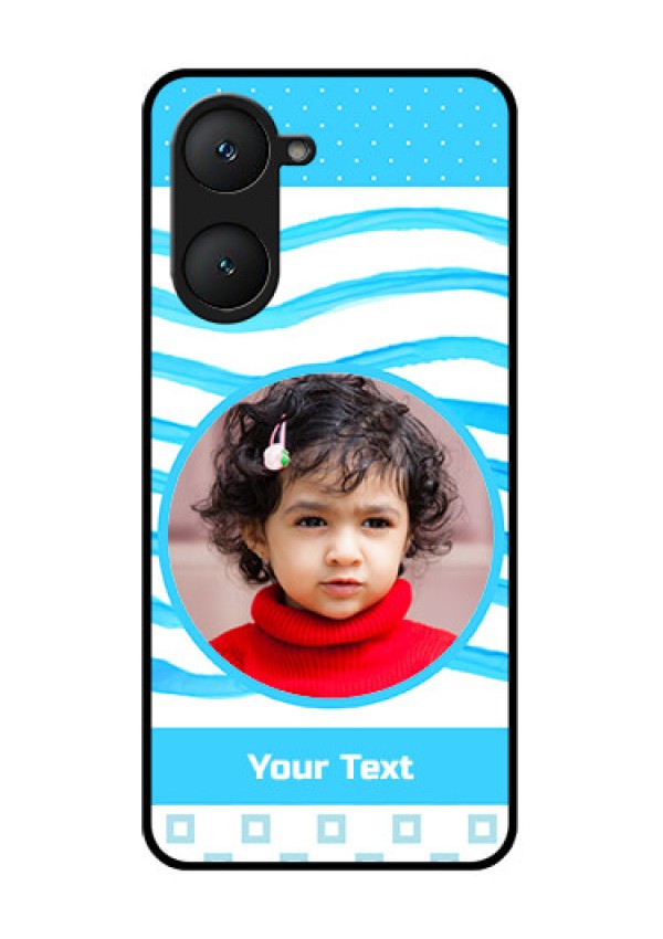 Vivo T3 Lite 5G Custom Glass Phone Case - Simple Blue Case Design