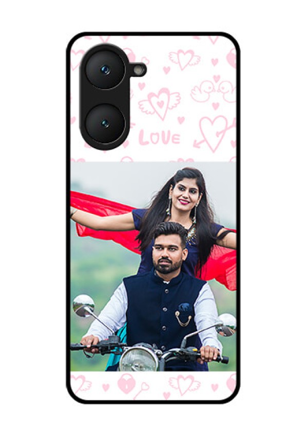 Vivo T3 Lite 5G Custom Glass Phone Case - Pink Flying Heart Design
