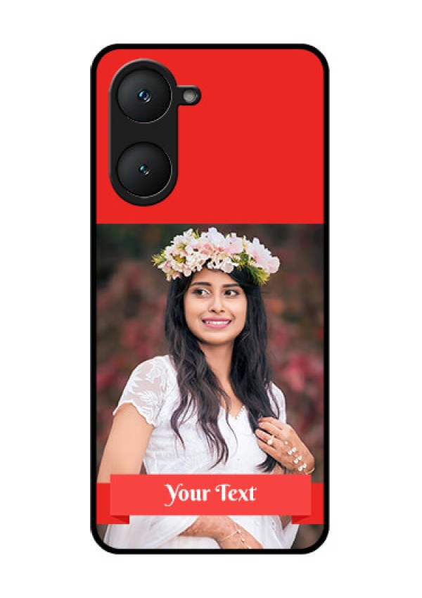 Vivo T3 Lite 5G Custom Glass Phone Case - Simple Red Color Design