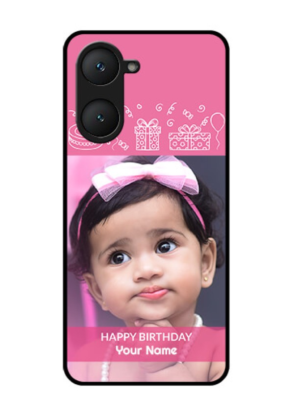 Vivo T3 Lite 5G Custom Glass Phone Case - With Birthday Line Art Design