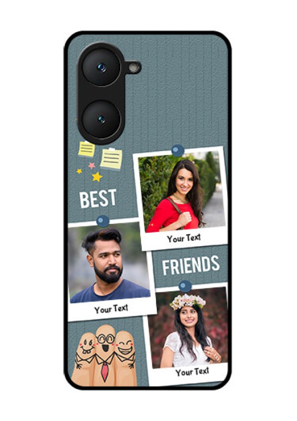 Vivo T3 Lite 5G Custom Glass Phone Case - Sticky Frames And Friendship Design