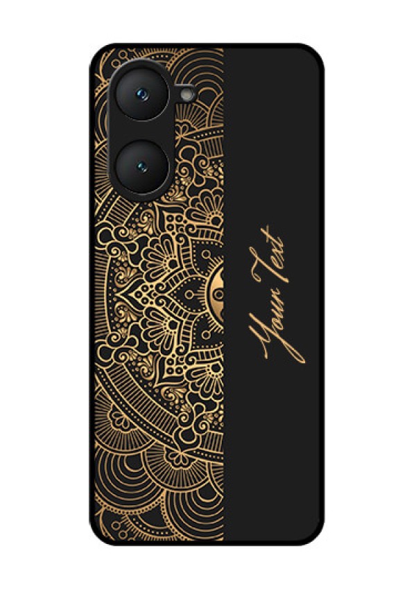 Vivo T3 Lite 5G Custom Glass Phone Case - Mandala Art With Custom Text Design