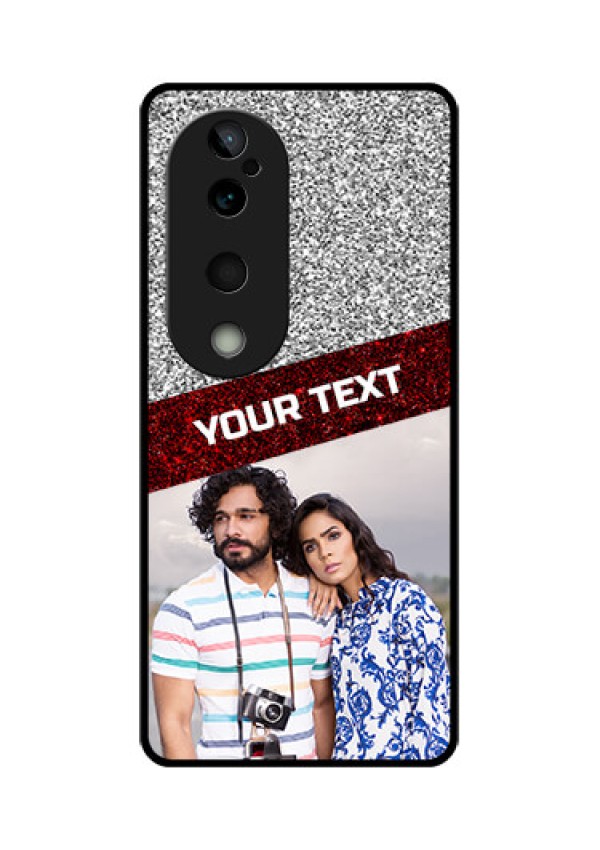 Vivo T3 Ultra Custom Glass Phone CaseImage Holder With Glitter Strip Design
