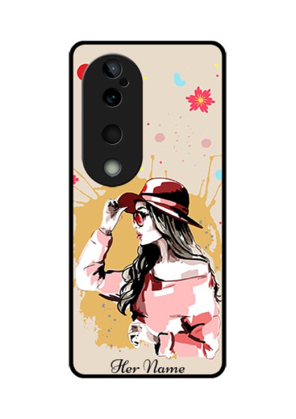 Vivo T3 Ultra Custom Glass Phone CaseWomen With Pink Hat Design