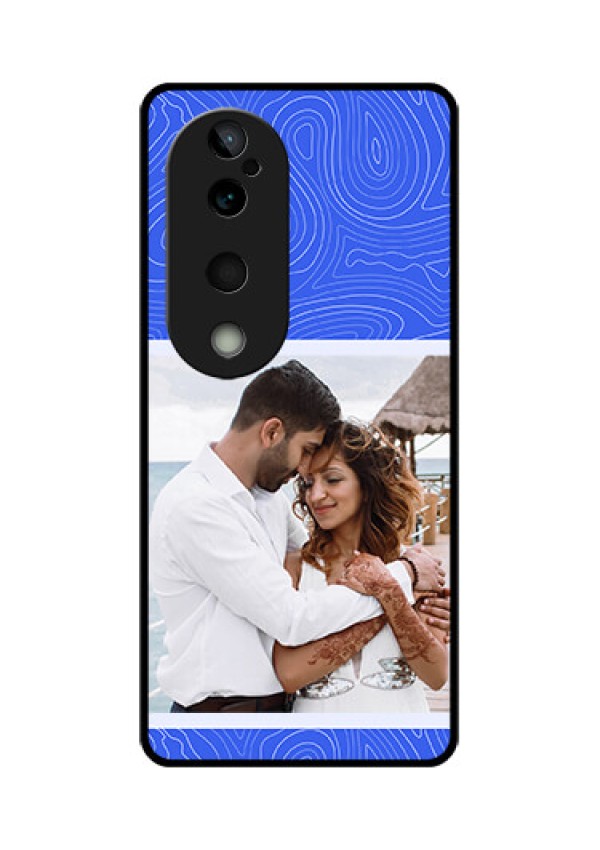 Vivo T3 Ultra Custom Glass Phone CaseCurved Line Art With Blue And White Design