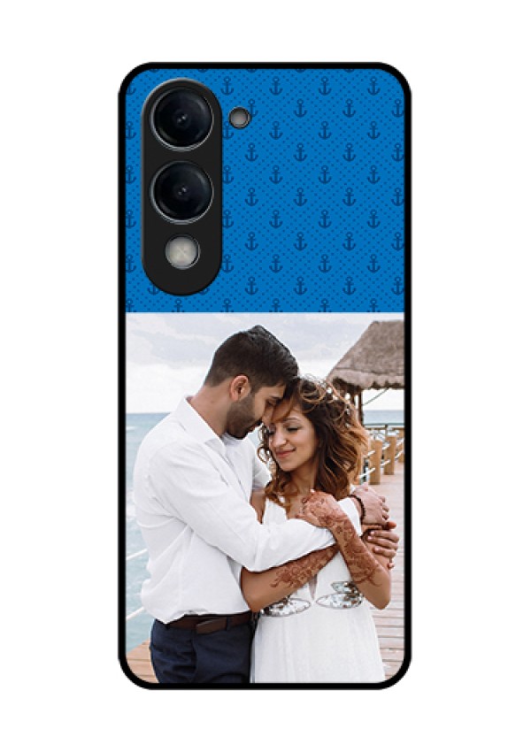 Vivo T4 Lite Custom Glass Phone Case - Blue Anchors Design