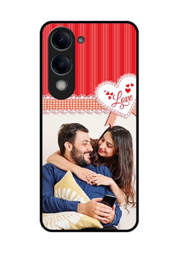 Vivo T4 Lite Custom Glass Phone Case - Red Love Pattern Design