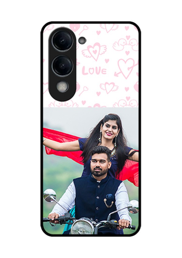 Vivo T4 Lite Custom Glass Phone Case - Pink Flying Heart Design