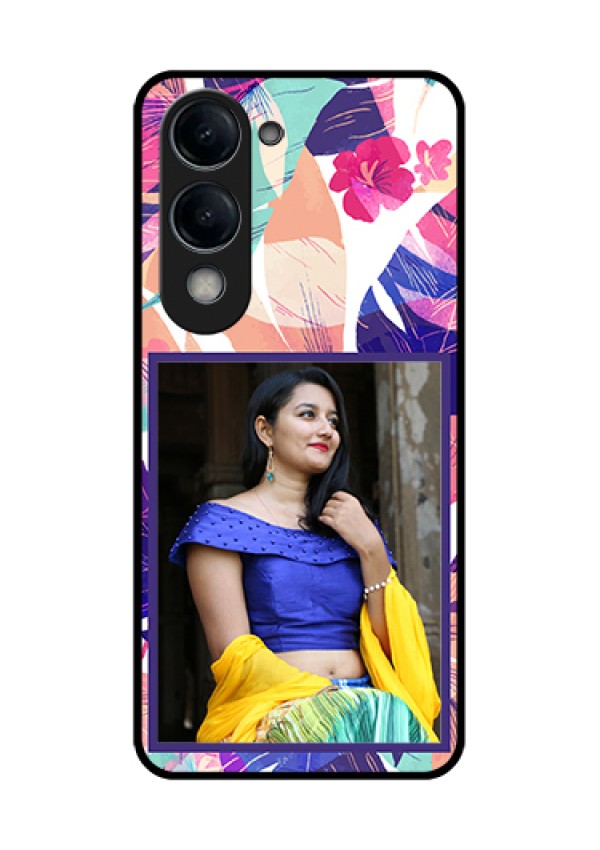 Vivo T4 Lite Custom Glass Phone Case - Abstract Floral Design