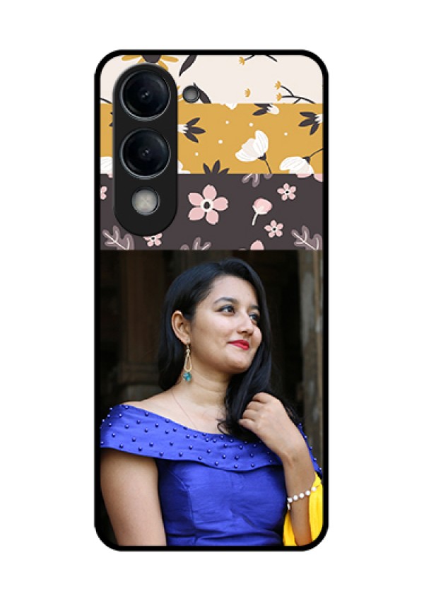 Vivo T4 Lite Custom Glass Phone Case - Stylish Floral Design