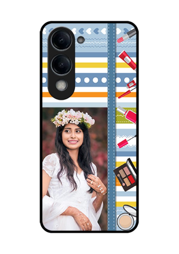 Vivo T4 Lite Custom Glass Phone Case - Makeup Icons Design
