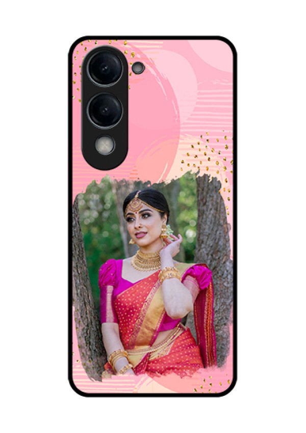 Vivo T4 Lite Custom Glass Phone Case - Gold Glitter Splash Design