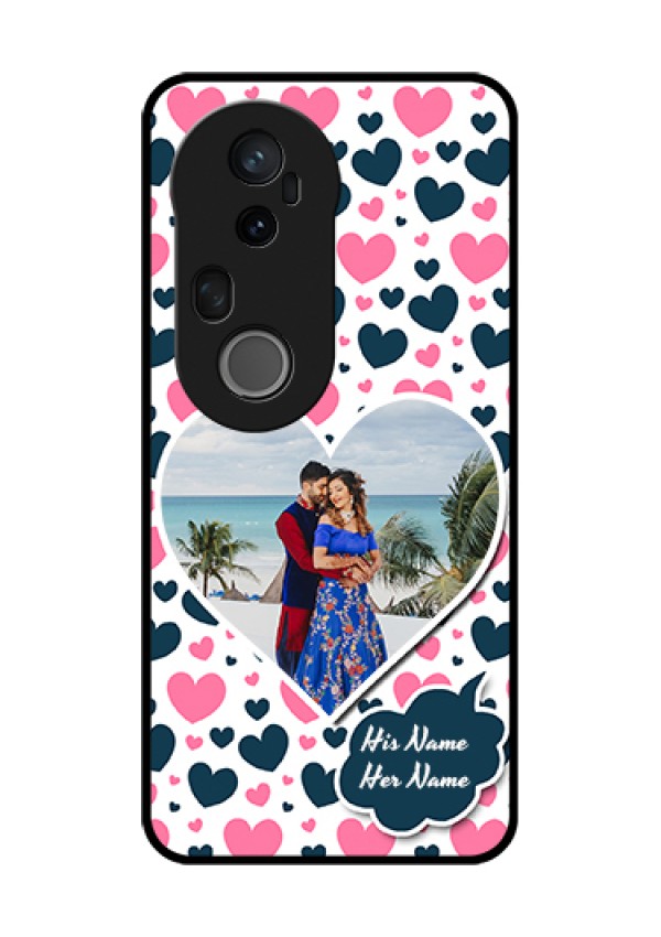 Vivo T4 Ultra 5G Custom Glass Phone Case - Pink & Blue Heart Design