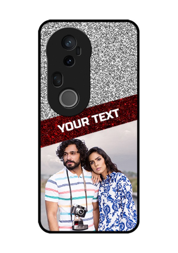 Vivo T4 Ultra 5G Custom Glass Phone Case - Image Holder With Glitter Strip Design