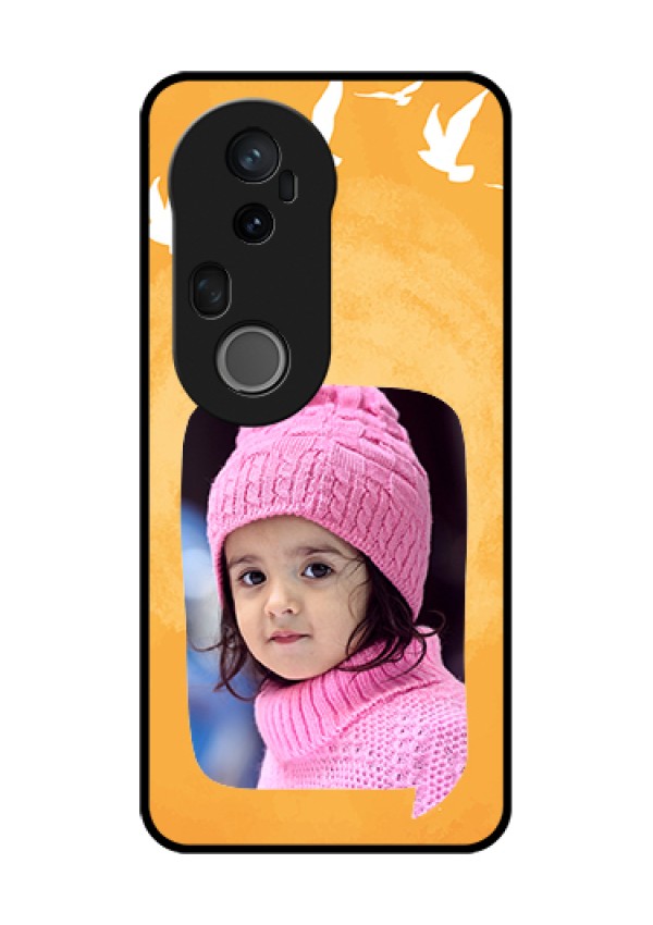 Vivo T4 Ultra 5G Custom Glass Phone Case - Water Color Design With Bird Icons