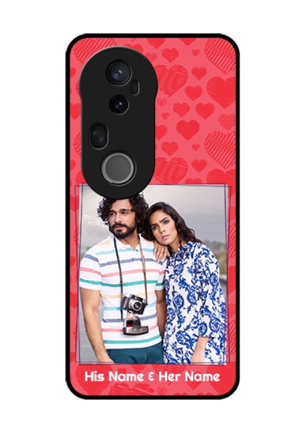 Vivo T4 Ultra 5G Custom Glass Phone Case - With Red Heart Symbols Design