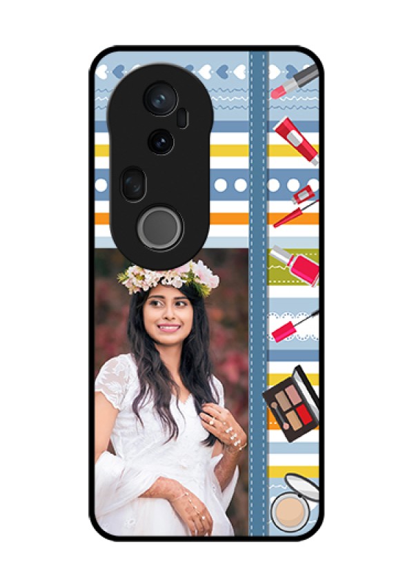 Vivo T4 Ultra 5G Custom Glass Phone Case - Makeup Icons Design