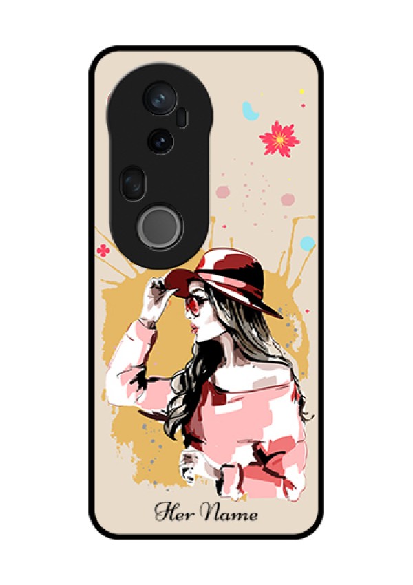 Vivo T4 Ultra 5G Custom Glass Phone Case - Women With Pink Hat Design
