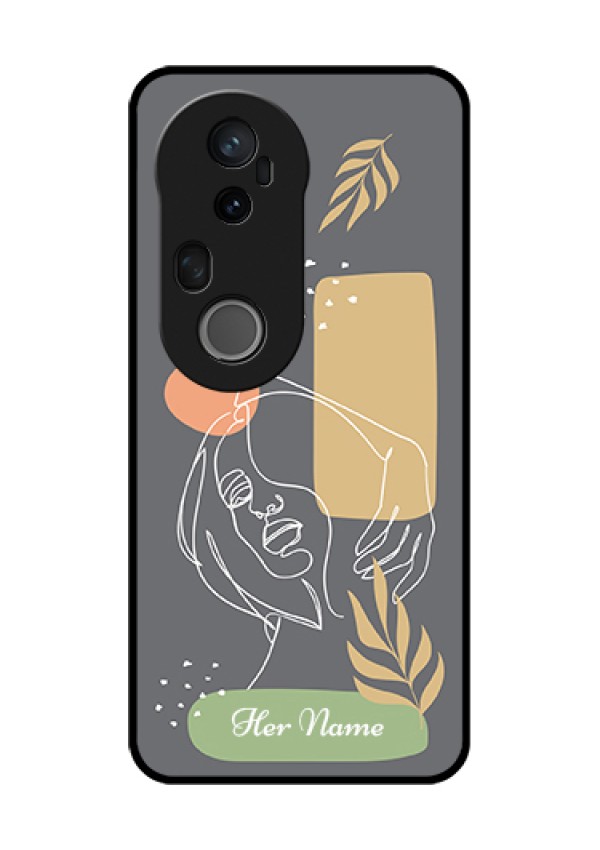 Vivo T4 Ultra 5G Custom Glass Phone Case - Gazing Woman Line Art Design