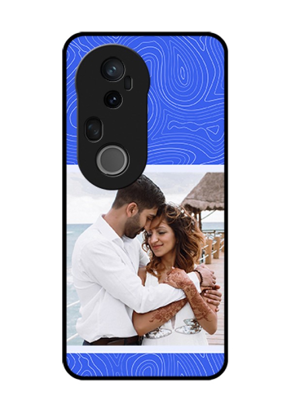 Vivo T4 Ultra 5G Custom Glass Phone Case - Curved Line Art With Blue And White Design