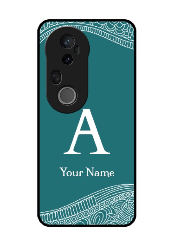 Vivo T4 Ultra 5G Custom Glass Phone Case - Line Art Pattern With Custom Name Design