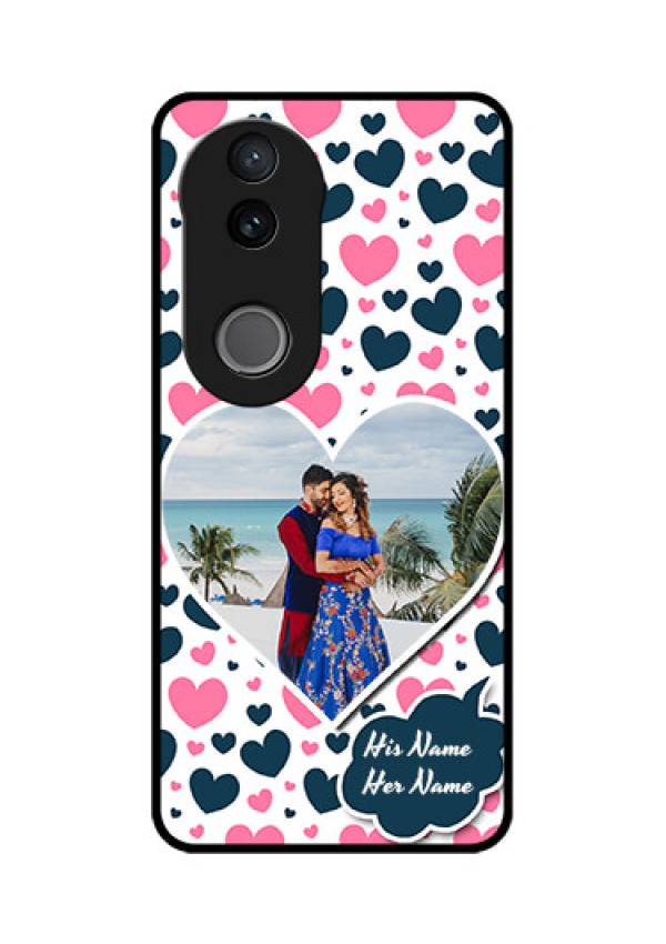Vivo T4R 5G Custom Glass Phone Case - Pink & Blue Heart Design