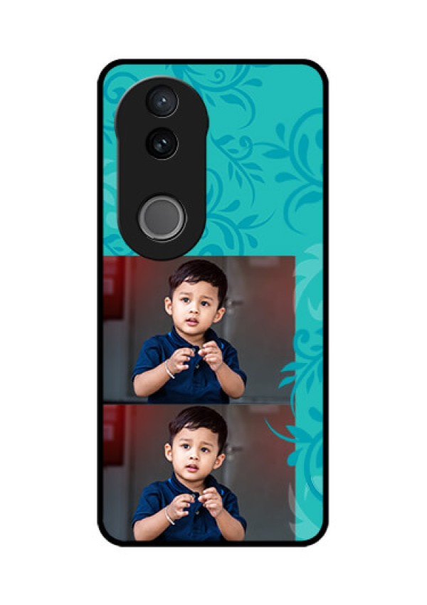 Vivo T4R 5G Custom Glass Phone Case - With Photo And Green Floral Design
