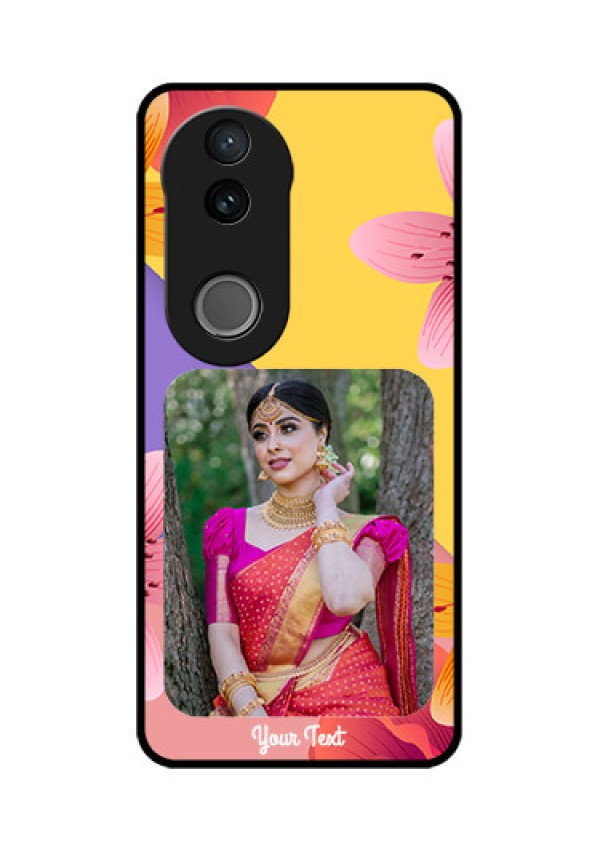 Vivo T4R 5G Custom Glass Phone Case - 3 Image With Vintage Floral Design