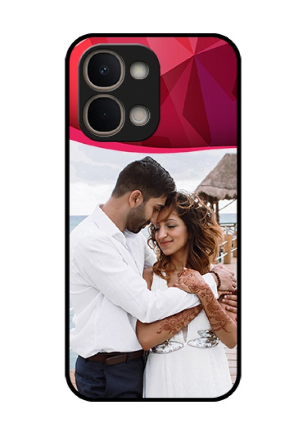 Vivo T5X 5G Custom Glass Phone Case - Red Abstract Design