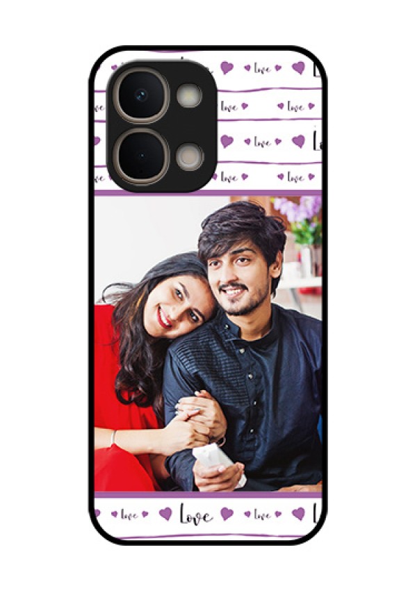 Vivo T5X 5G Custom Glass Phone Case - Couples Heart Design